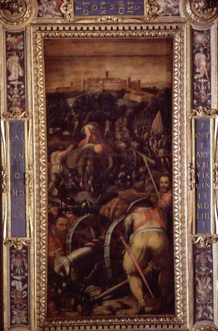 The Capture of Monteriggioni from the ceiling of the Salone dei Cinquecento od Giorgio Vasari