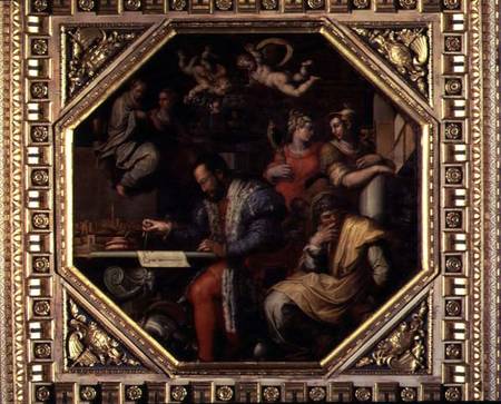 Cosimo I de' Medici (1519-74) planning the conquest of Siena in 1555, from the ceiling of the Salone od Giorgio Vasari
