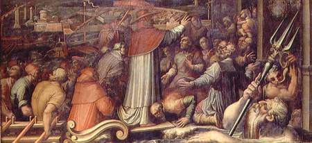 Pope Eugenius IV arriving at Livorno from the ceiling of the Salone dei Cinquecento od Giorgio Vasari