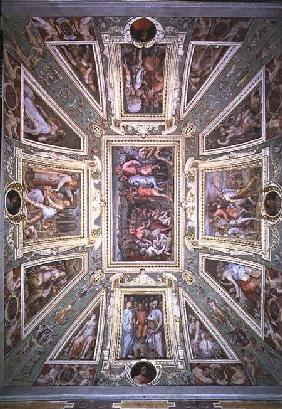 The ceiling of the Sala di Cosimo Il Vecchio showing Cosimo de' Medici (1389-1464) returning from ex