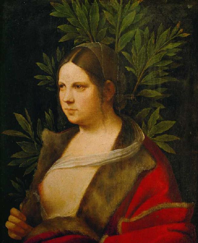 Bildnis einer jungen Frau (Petrarca's Laura) od Giorgione (eigentl. Giorgio Barbarelli oder da Castelfranco)