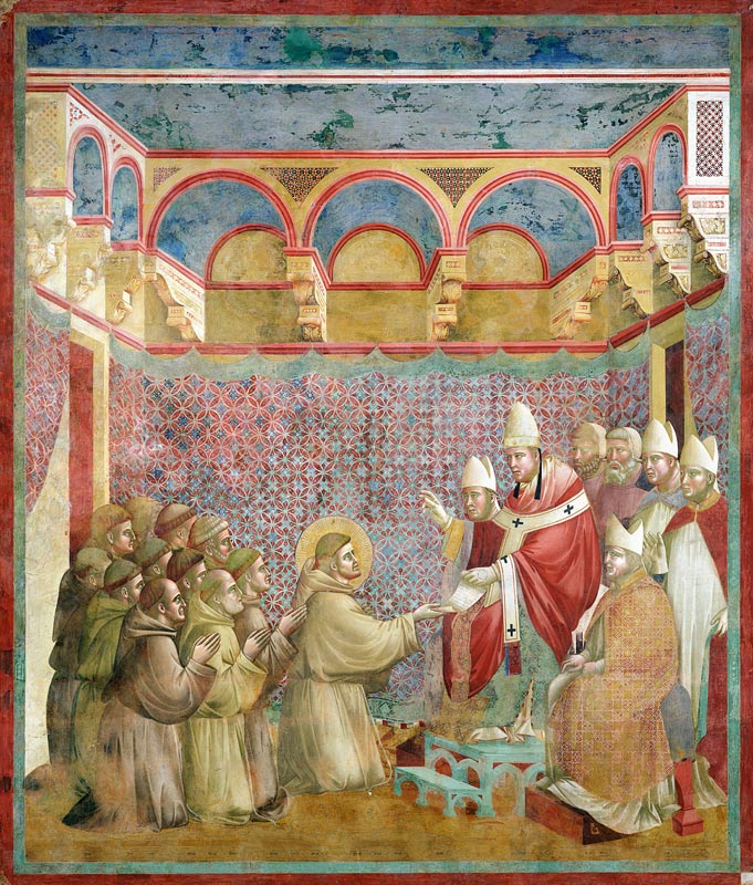 St. Francis Receives Approval of his `Regula Prima' from Pope Innocent III (1160-1216) in 1210 od Giotto (di Bondone)