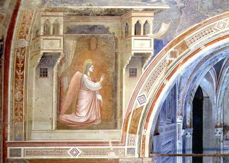 The Annunciation, detail of the Angel Gabriel, from the lunette above the altar od Giotto (di Bondone)