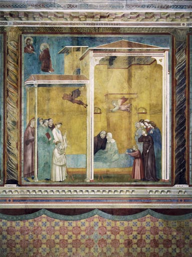 Die Beichte der voruebergehend wieder zum Leben erweckten Frau od Giotto (di Bondone)