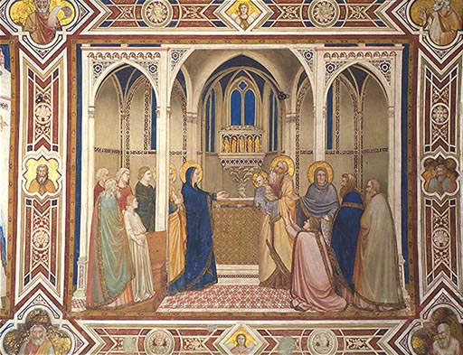 Die Darbringung im Tempel od Giotto (di Bondone)