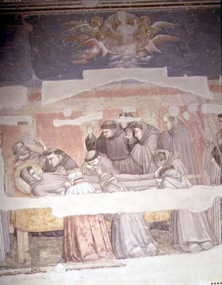 The Death of St. Francis, detail of bier, from the Bardi chapel od Giotto (di Bondone)