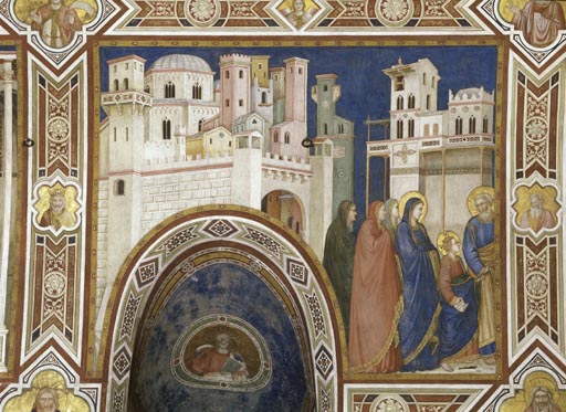 Die Heimkehr des zwoelfjaehrigen Jesus mit Maria und Josef nach Nazareth od Giotto (di Bondone)