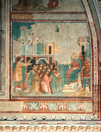 Joseph stellt seiner Brueder wegen des gestohlenen Bechers zur Rede od Giotto (di Bondone)