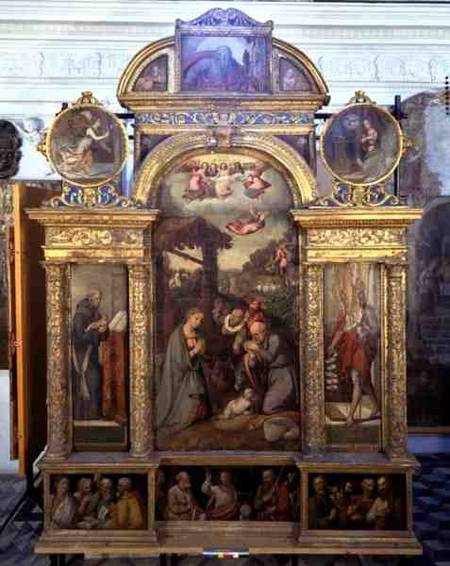 Polyptych showing the Nativity and other religious scenes od Giovan Filippo Crescuolo