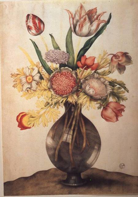Crystal Vase of Flowers (w/c on parchment) od Giovanna Garzoni