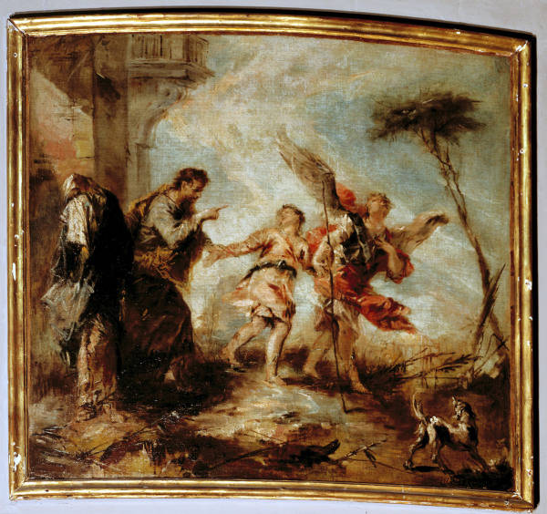 Guardi, Giovanni Antonio 1698-1760. ''The departure of the young Tobias'', c.1750/53. Oil on canvas, od Giovanni Antonio Guardi