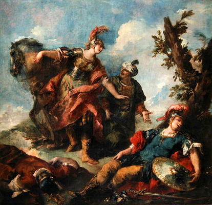 Herminia and Vaprinus Happen upon the Wounded Tancredi after his Duel with Argante, c.1750-55 (oil o od Giovanni Antonio Guardi