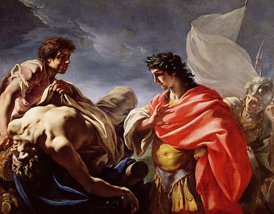 Achilles Contemplating the Body of Patroclus od Giovanni Antonio Pellegrini