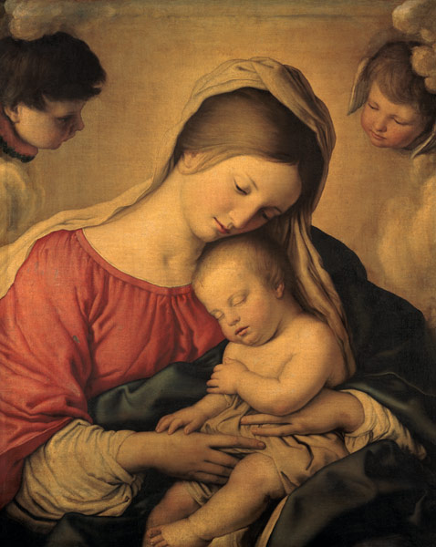Maria with the slumbering Jesuskind. od Giovan Battista detto "Il Sassoferrato" Salvi