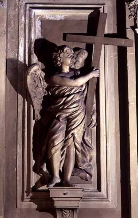 Statue of an angel with a cross od Giovanni Battista Ciceri