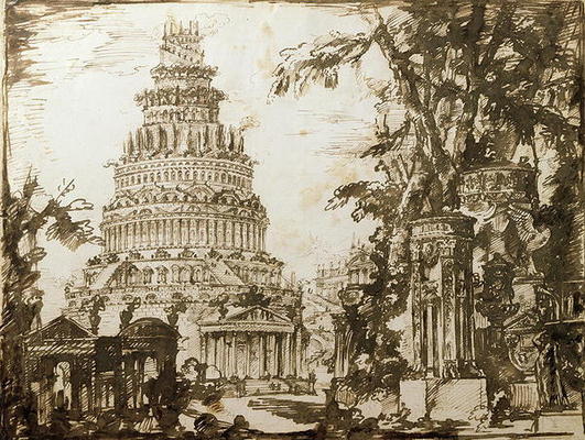 Neo-classical Structures (pen & ink on paper) od Giovanni Battista Piranesi