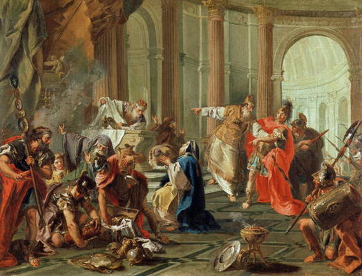 Crassus Ransacks the Temple of Jerusalem, 1743 (oil on canvas) od Giovanni Battista Pittoni