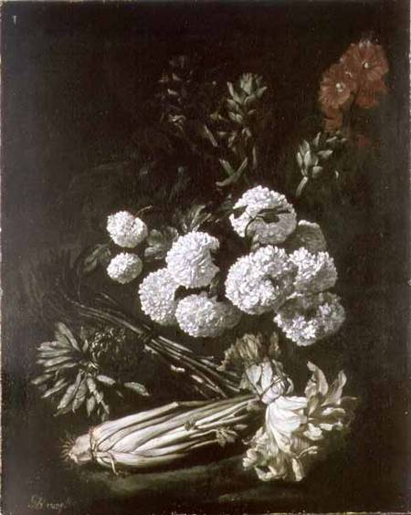 Still Life of Flowers and Vegetables od Giovanni-Battista Ruoppolo or Ruopolo