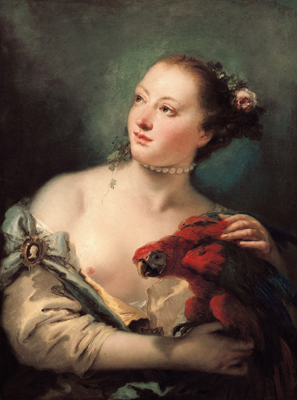 A Young Woman With a Macaw od Giovanni Battista Tiepolo