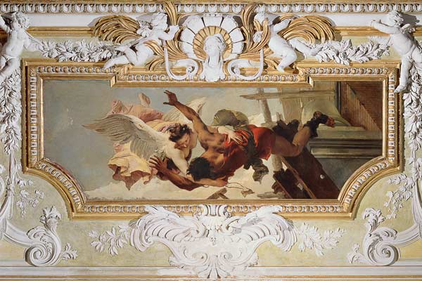 An Angel Saving a Falling Craftsman from Collapsing Scaffolding from the 'Sala Capitolare' (Hall of od Giovanni Battista Tiepolo