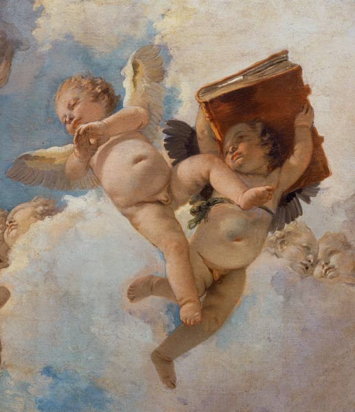 G.B.Tiepolo / Putto w.Book / Paint.1744 od Giovanni Battista Tiepolo