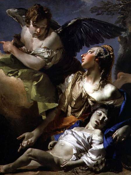 Hagar Assisted by the Angel od Giovanni Battista Tiepolo