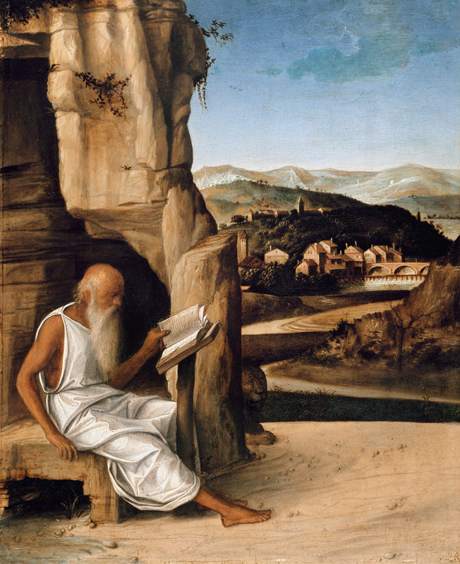 St. Jerome Reading in a Landscape od Giovanni Bellini