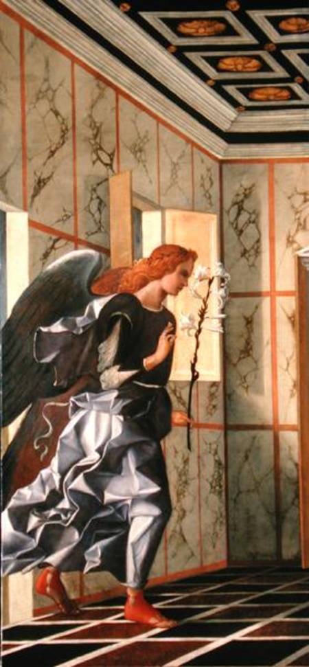 The Archangel Gabriel, from The Annunciation diptych  (post-1998 restoration) od Giovanni Bellini