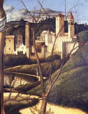 Crucifixion (detail of the background landscape showing a town (detail of 87045)