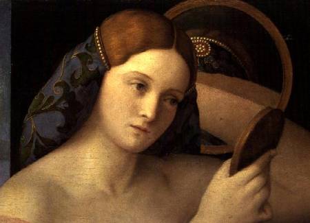 Young Woman at her Toilet, detail of the face od Giovanni Bellini
