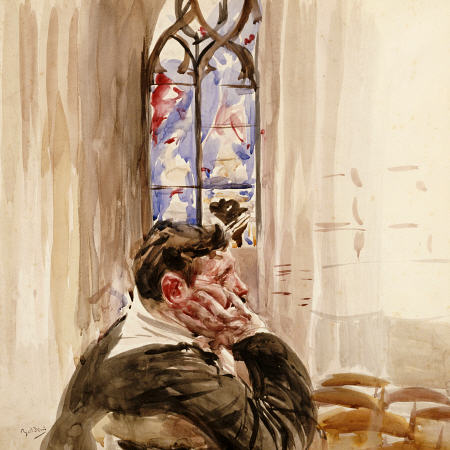 Portrait Of A Man In Church od Giovanni Boldini