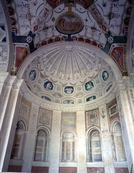 View of the loggia, detail of stucco and fresco vault designed for Cardinal Giuliano de'Medici (1478 od Giovanni da Udine