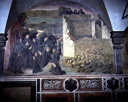 St. Benedict Restoring Life to the Crushed Monk detail from a fresco cycle of the Life of St. Benedi od Giovanni  di Consalvo