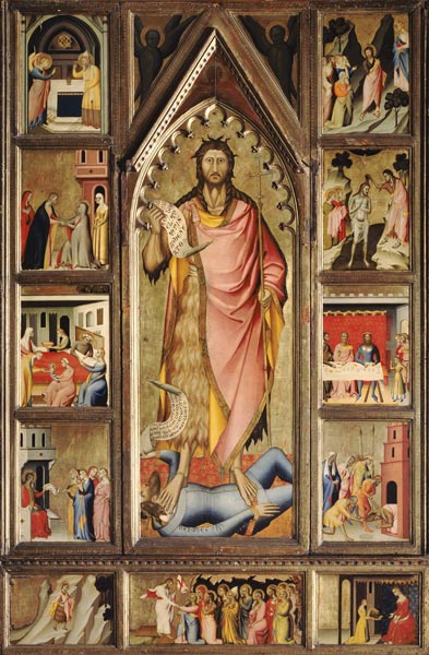 Der Hl. Johannes  umgeben von elf Szenen seines Lebens. od Giovanni (di Niccolo) del Biondo