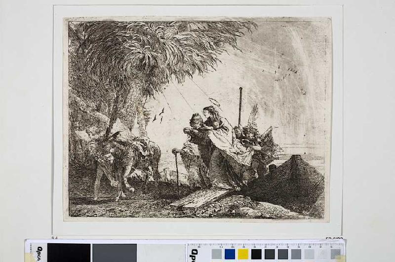 Ankunft am anderen Ufer, aus der Serie Die Flucht nach Ägypten od Giovanni Domenico Tiepolo