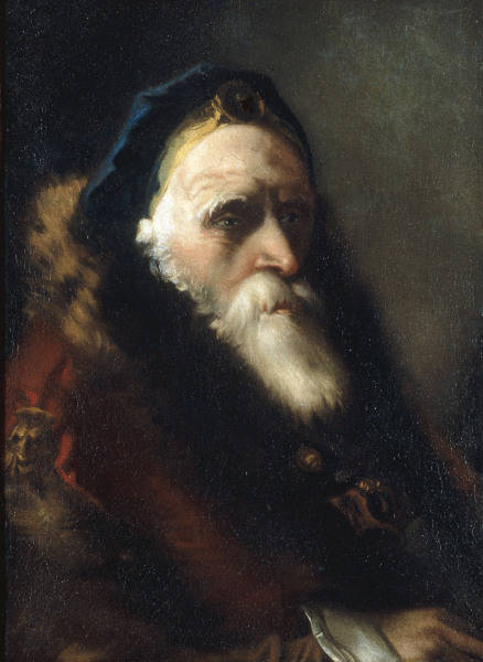 G.D.Tiepolo / Head of Old Man / Paint. od Giovanni Domenico Tiepolo