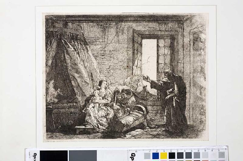 Joseph berichtet Maria von der Aufforderung zur Flucht, aus der Serie Die Flucht nach Ägypten od Giovanni Domenico Tiepolo