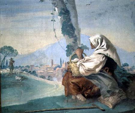 Old Peasant Woman with a Basket of Eggs from the 'Foresteria' ( 1757 od Giovanni Domenico Tiepolo