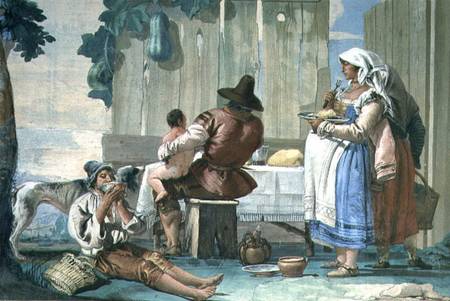 Peasants Eating out of Doors from the 'Foresteria' ( 1757 od Giovanni Domenico Tiepolo