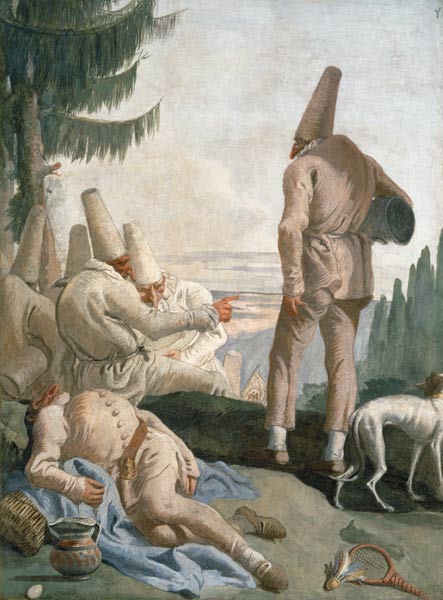 G.D.Tiepolo / Pulcinella Clowns / c.1793 od Giovanni Domenico Tiepolo