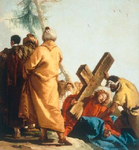 Christ falls beneath the Cross for the second time