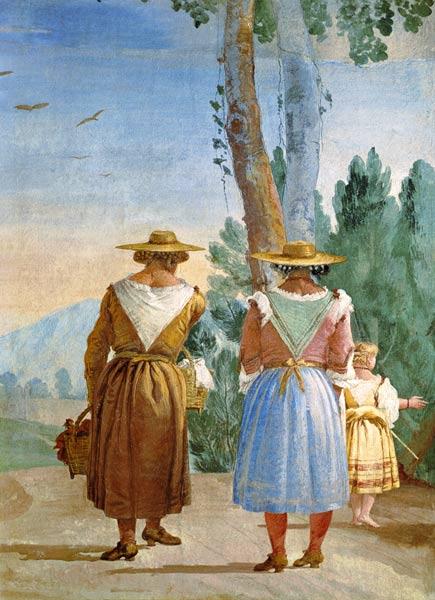 Two Peasant Women and a Child Seen from Behind from the 'Foresteria' ( 1757