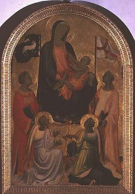 Madonna and Child with St. Stephen and St. Ursula (tempera on panel) od Giovanni Francesco Toscani