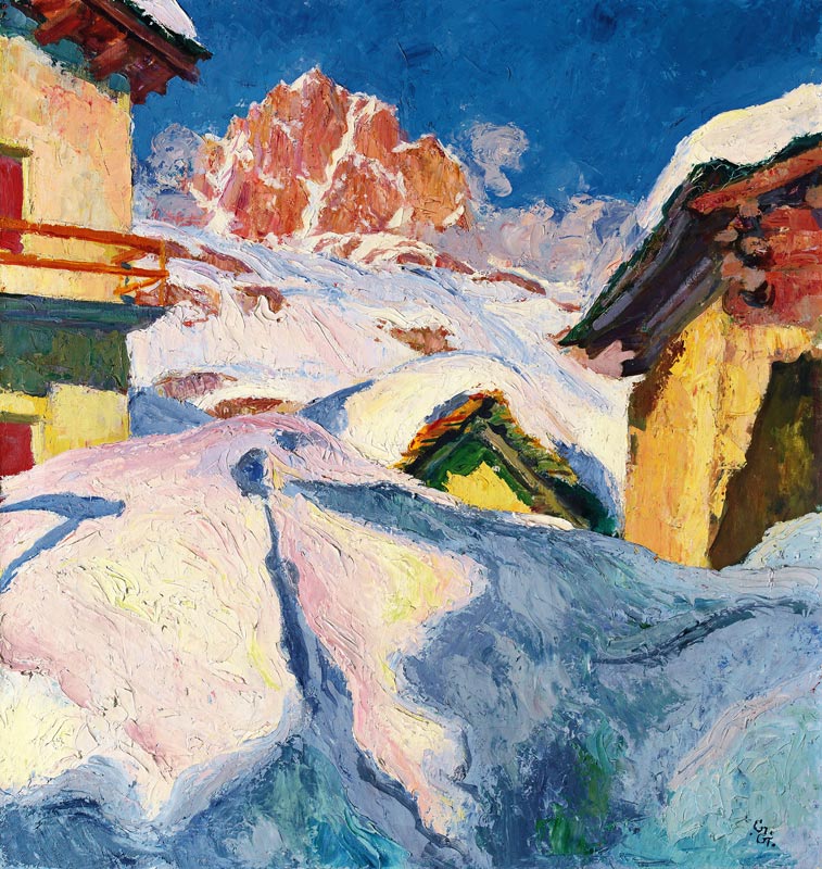 Capolago in Winter with a View of Piz Lagrev od Giovanni Giacometti