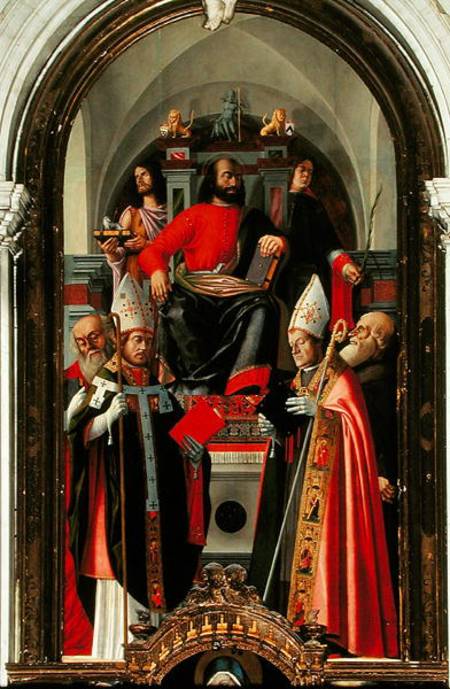 Saint Mark enthroned surrounded by Saints od Giovanni Giovanni