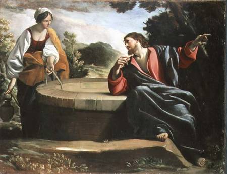Christ and the Woman of Sarnaca od Giovanni Lanfranco