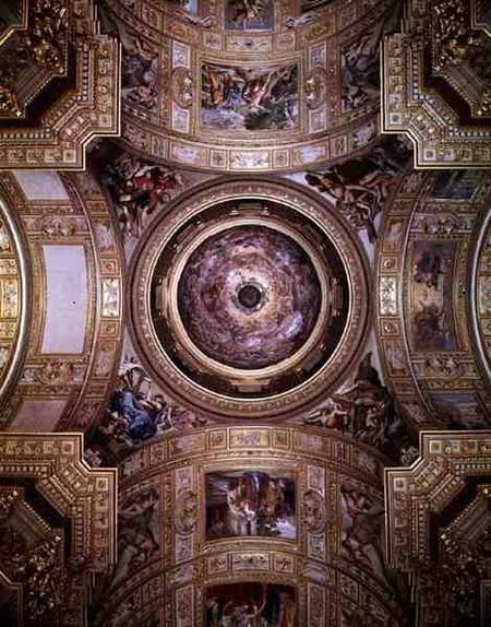 The Vision of Paradise, frescoes on the ceiling and cupola of Sant'Andrea della Valle, Rome od Giovanni Lanfranco