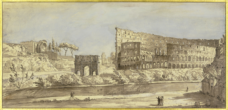 Das Kolosseum und der Konstantinsbogen zu Rom od Giovanni Paolo Pannini