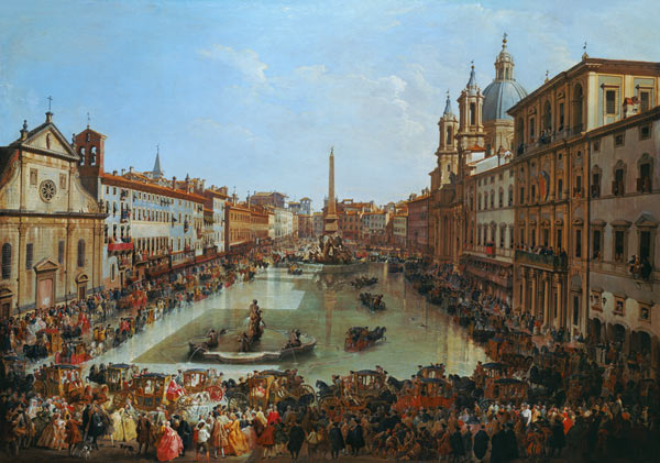In Rome under water set to Piazza Navona. od Giovanni Paolo Pannini