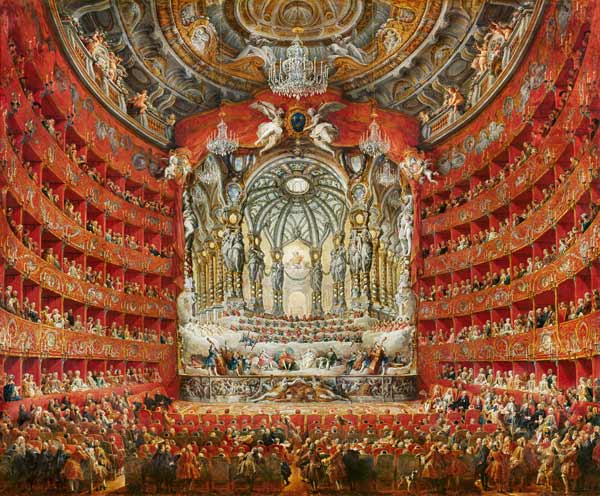 Concert given by Cardinal de La Rochefoucauld at the Argentina Theatre in Rome od Giovanni Paolo Pannini